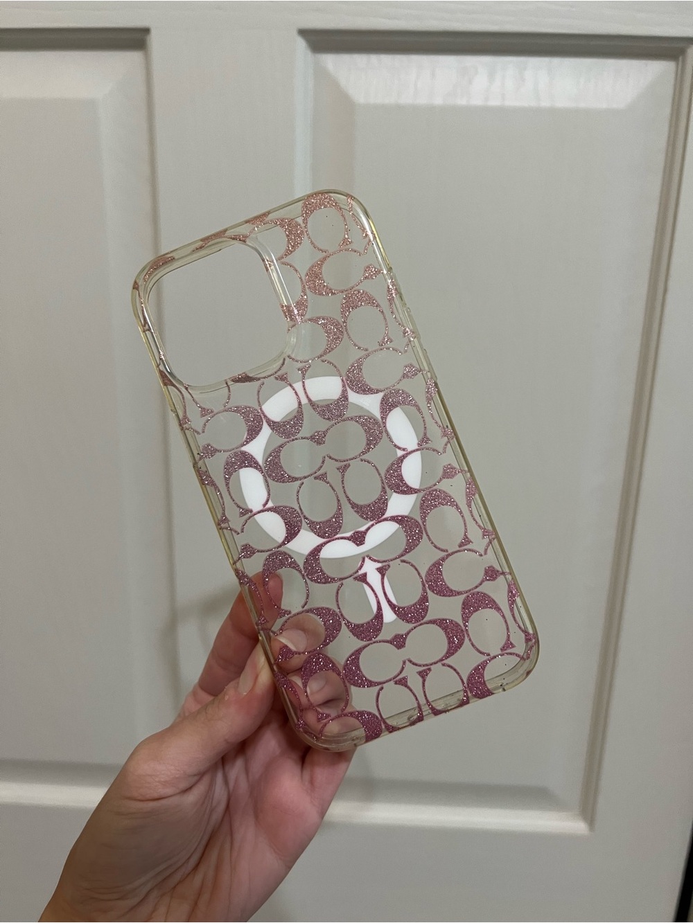 Coach iPhone case MagSafe Protective Case Signature C Pink Sparkle
